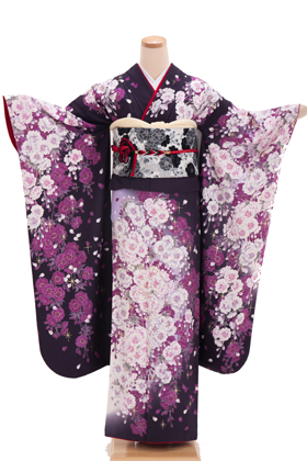 正絹・振袖【2月-12月】140100　FAINAL STAGE　紫　桜
