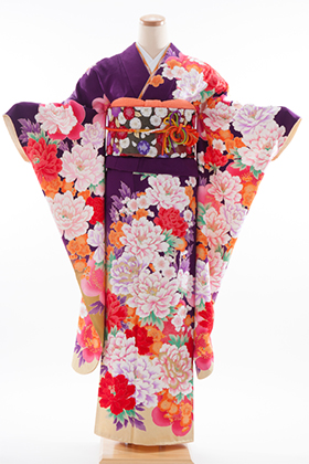 成人式用　振袖　140114-S　モリハナエ　紫・牡丹
