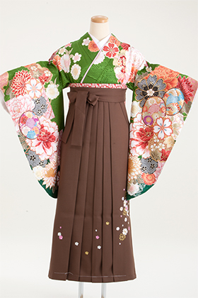 卒業式 袴 from Kyoto 緑色　茶色