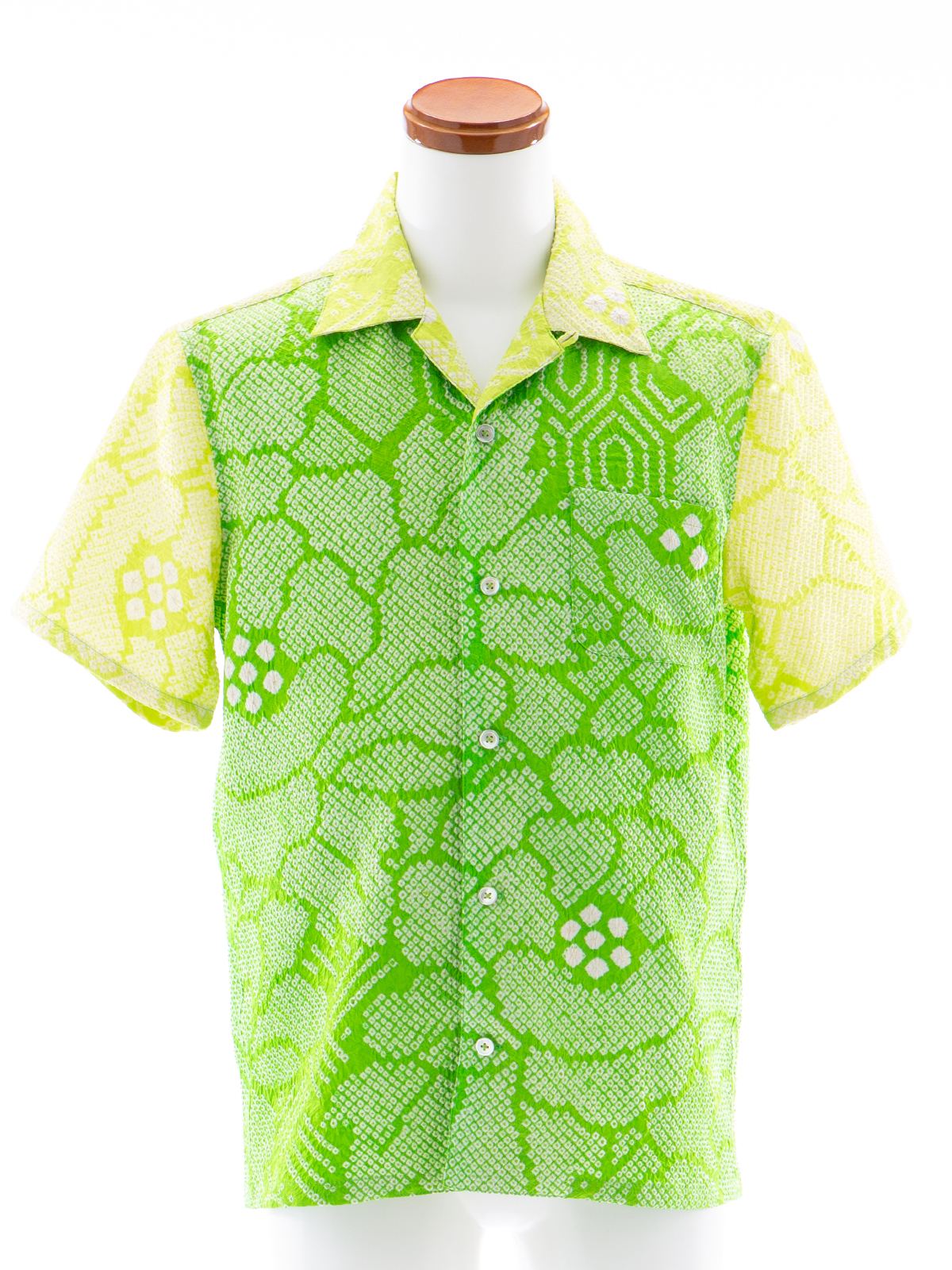 着物アロハシャツ「新緑の絞りB」AH100054