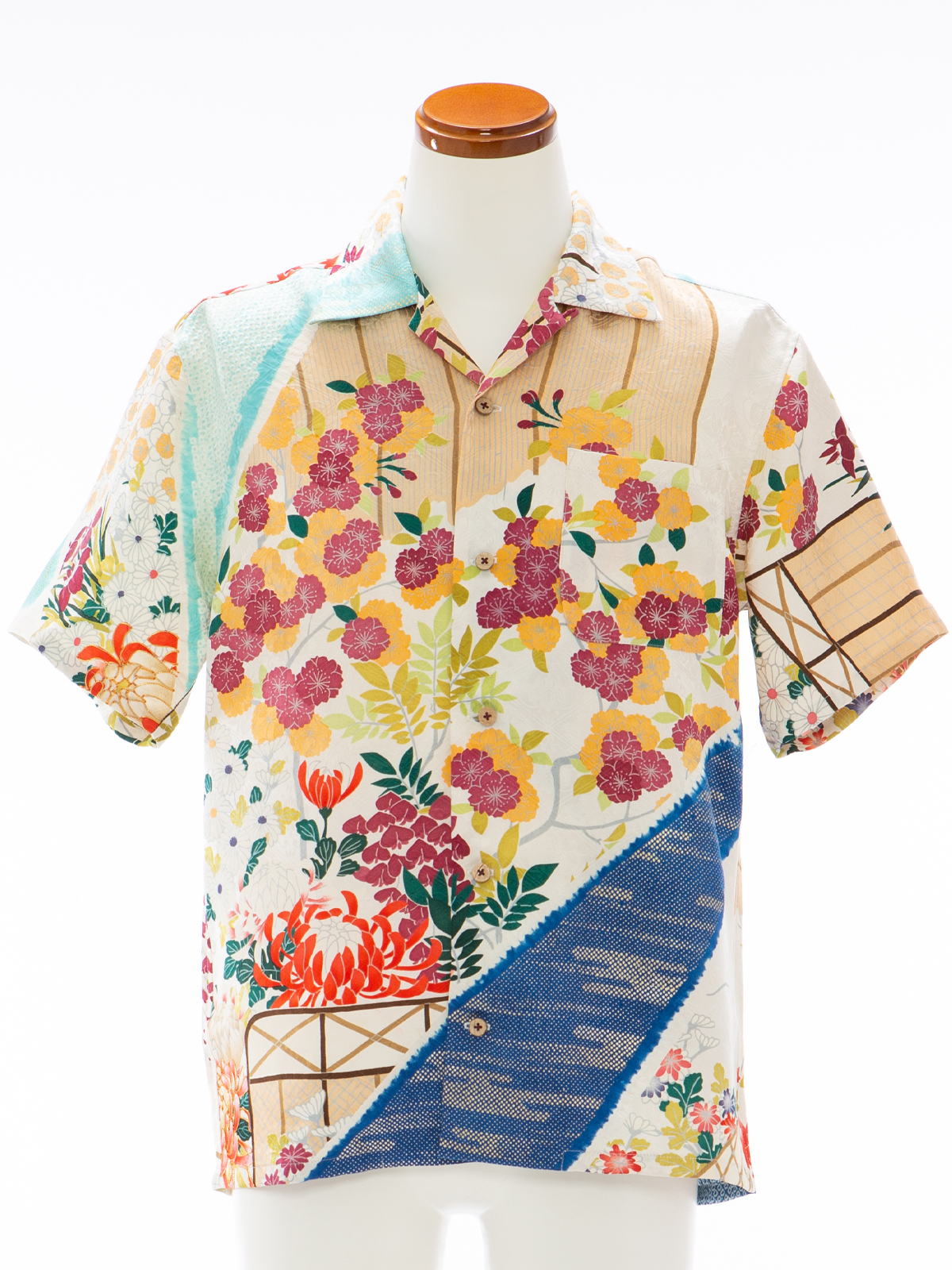 着物アロハシャツ「八重桜と菊の涼み」AH100096